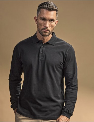 TEE-1406-Mens Luxury Stretch Long Sleeve Polo